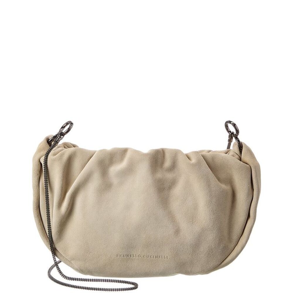 Brunello Cucinelli Suede Hobo Bag, White